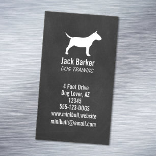 Miniature Bull Terrier Silhouette Chalkboard Style Business Card Magnet