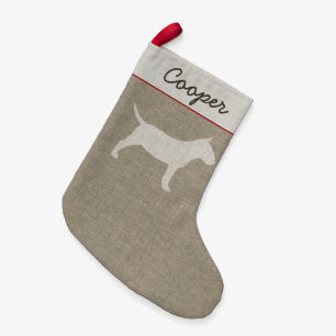 Miniature Bull Terrier Silhouette MiniBull Dog Small Christmas Stocking