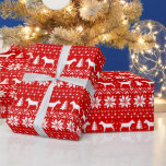 Miniature Bull Terrier Silhouettes Dogs Christmas Wrapping Paper<br><div class="desc">Miniature Bull Terriers Christmas Gift Wrap. Red and white knit Christmas sweater style pattern with MiniBull silhouettes. Brighten up someone’s holiday with a special gift wrapped in this cute Miniature Bull Terriers patterned wrapping paper. Check out Jenn's Doodle World for even more festive xmas gift wrap for lovers of many...</div>