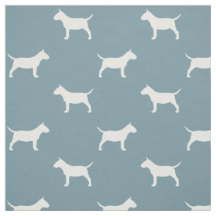 Miniature Bull Terrier Silhouettes MiniBull Dogs Fabric