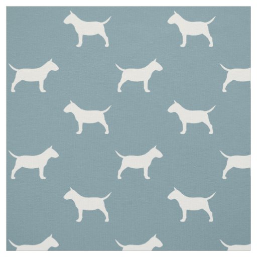 Miniature Bull Terrier Silhouettes MiniBull Dogs Fabric