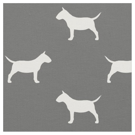 Miniature Bull Terrier Silhouettes MiniBull Dogs Fabric