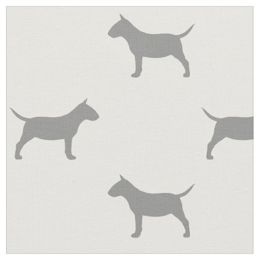 Miniature Bull Terrier Silhouettes MiniBull Dogs Fabric