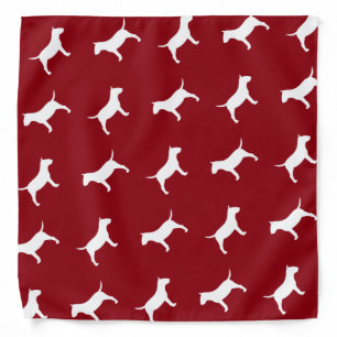 Miniature Bull Terrier Silhouettes Pattern Red Bandana