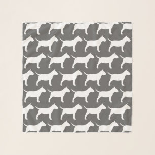 Miniature Bull Terrier Silhouettes Pattern Scarf