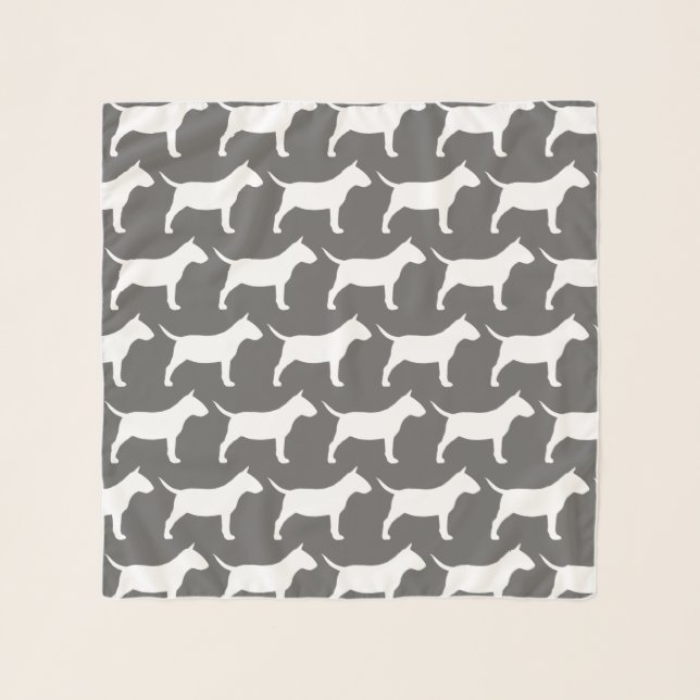 Miniature Bull Terrier Silhouettes Pattern Scarf (Front)