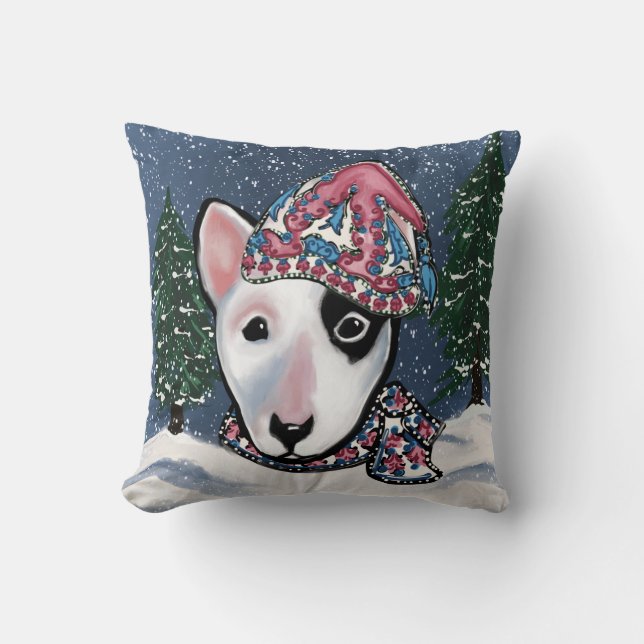 Miniature Bull Terrier   Throw Pillow (Front)