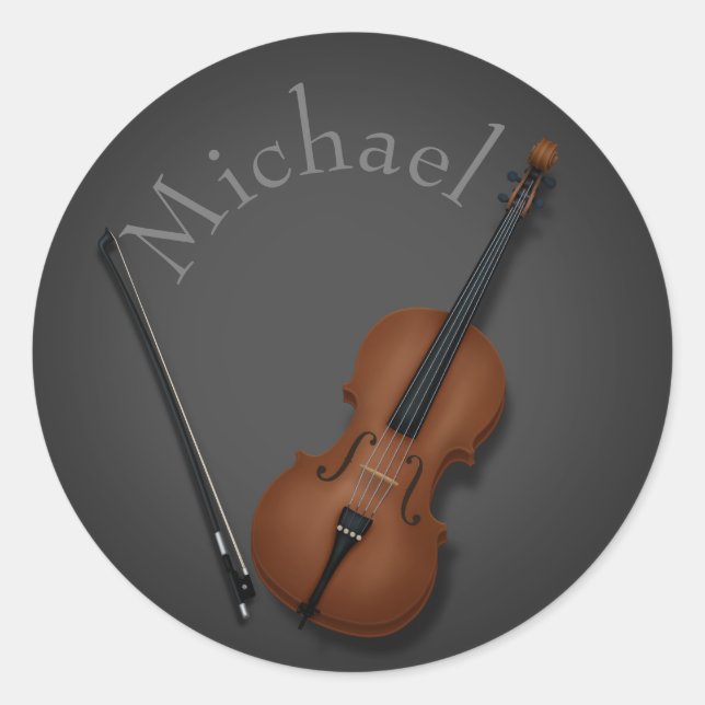 Miniature Cello & Bow Inside Personalized Classic Round Sticker (Front)