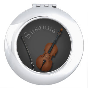 Miniature Cello & Bow Inside Personalized Compact Mirror