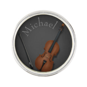 Miniature Cello & Bow Inside Personalized Lapel Pin