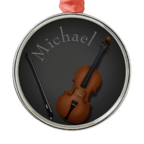 Miniature Cello & Bow Inside Personalized Metal Ornament