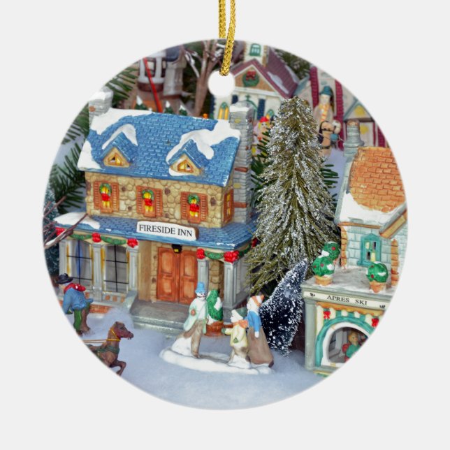 Miniature christmas village ceramic ornament (Front)
