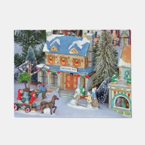 Miniature christmas village doormat
