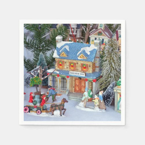 Miniature christmas village napkins