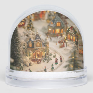 Miniature Christmas Village Snowcovered Winter Snow Globe