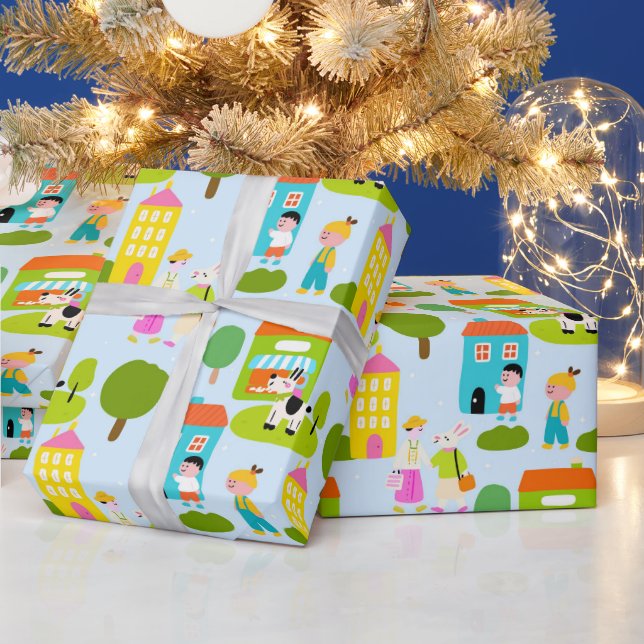 Miniature City Scene Wrapping Paper (Holidays)