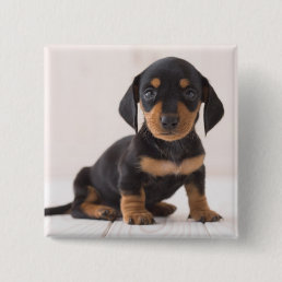 Miniature Dachshund Sitting Button