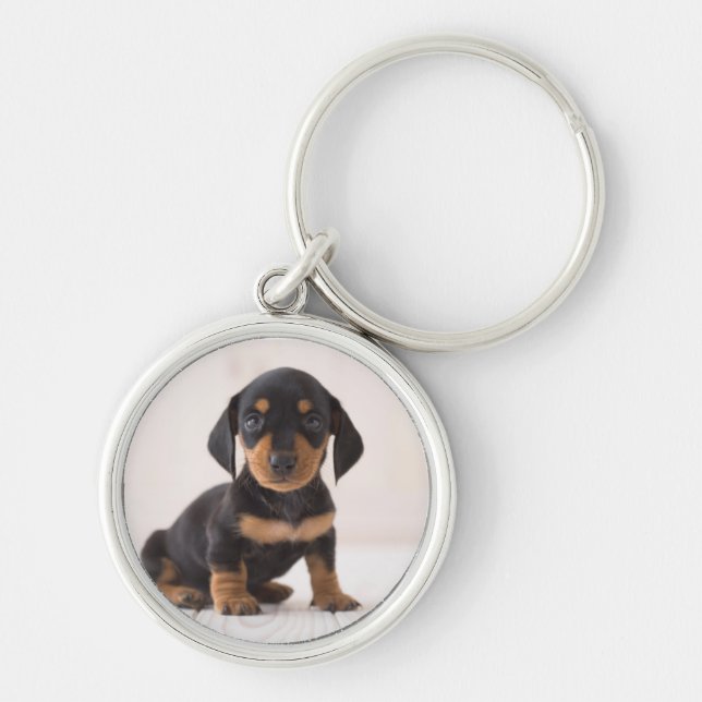 Miniature Dachshund Sitting Keychain (Front)