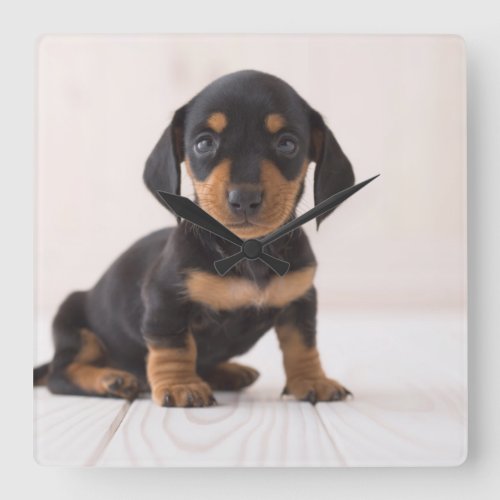 Miniature Dachshund Sitting Square Wall Clock