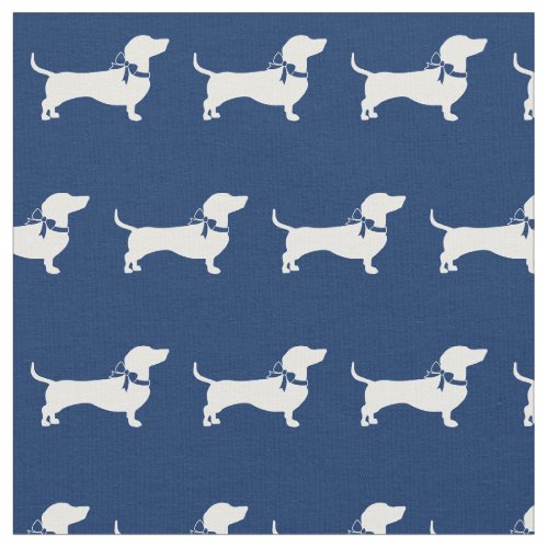 Miniature Dachshund Weiner Dog Navy Blue Fabric