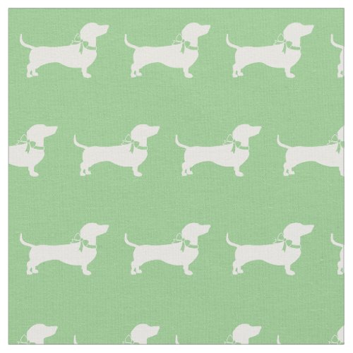 Miniature Dachshund Weiner Dog Sage Green Fabric