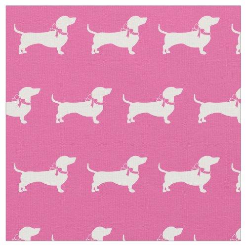 Miniature Dachshund Weiner Dog Silhouette Pet Pink Fabric