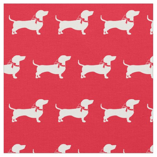 Miniature Dachshund Weiner Dog Silhouette Pet Red Fabric