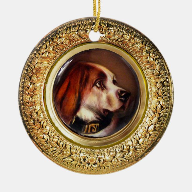 MINIATURE DOG PORTRAITS Bloodhound Ceramic Ornament (Front)
