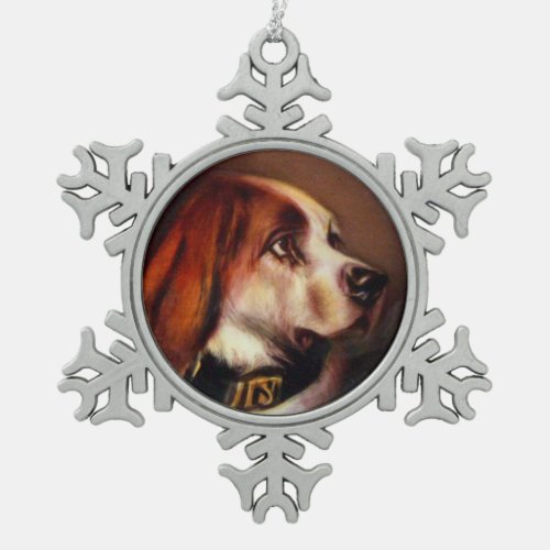 MINIATURE DOG PORTRAITS Bloodhound Snowflake Pewter Christmas Ornament