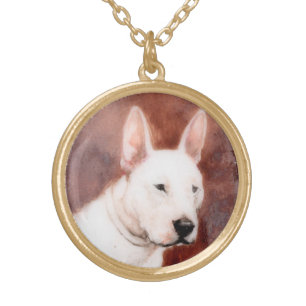 MINIATURE DOG PORTRAITS Bull Terrier Gold Plated Necklace