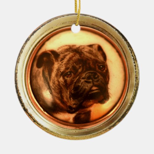 MINIATURE DOG PORTRAITS Bulldog Ceramic Ornament