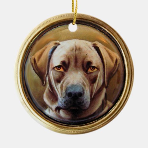 MINIATURE DOG PORTRAITS Chocolate Labrador Ceramic Ornament