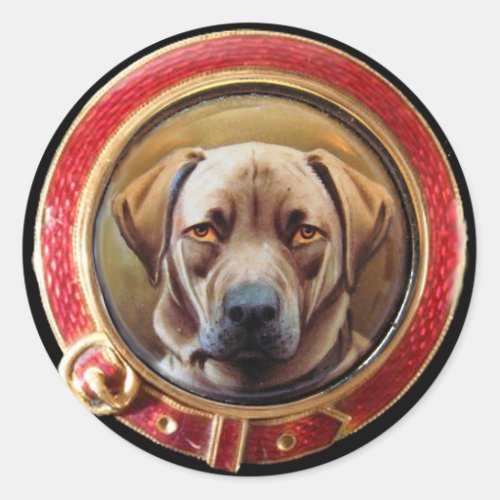 MINIATURE DOG PORTRAITS CHOCOLATE LABRADOR CLASSIC ROUND STICKER