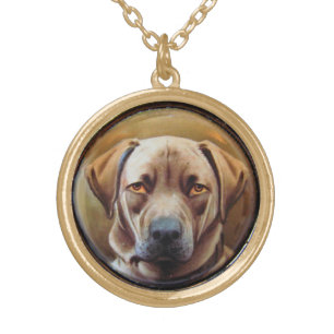 MINIATURE DOG PORTRAITS Chocolate Labrador Gold Plated Necklace