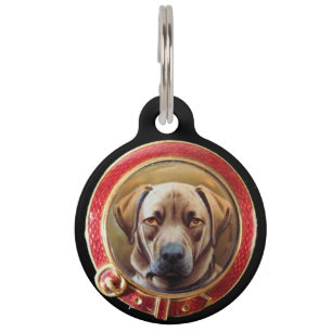 MINIATURE DOG PORTRAITS Chocolate Labrador Pet Tag