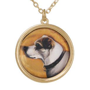 MINIATURE DOG PORTRAITS Fox Terrier Gold Plated Necklace