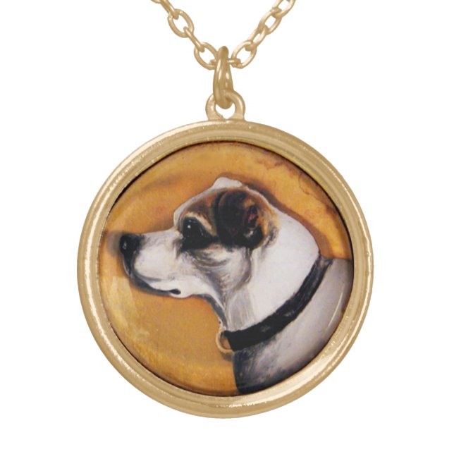 MINIATURE DOG PORTRAITS Fox Terrier Gold Plated Necklace (Front)