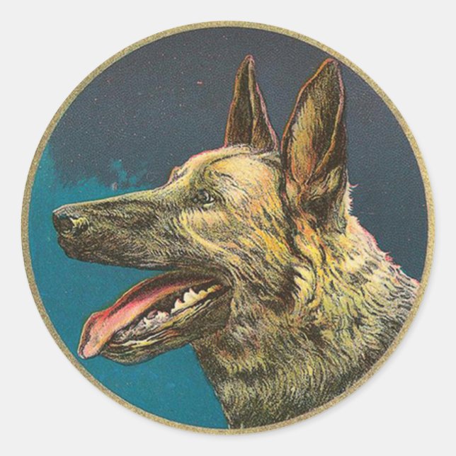 MINIATURE DOG PORTRAITS German Shepherd Classic Round Sticker (Front)