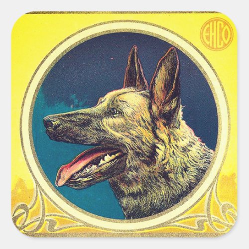 MINIATURE DOG PORTRAITS German Shepherd Square Sticker