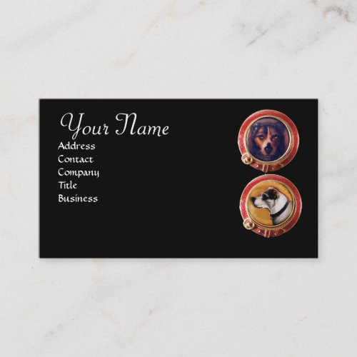 MINIATURE DOG PORTRAITS MONOGRAM Veterinarian Business Card