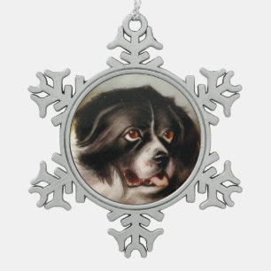 MINIATURE DOG PORTRAITS Newfoundland Snowflake Pewter Christmas Ornament