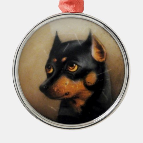 MINIATURE DOG PORTRAITS Pincher Metal Ornament