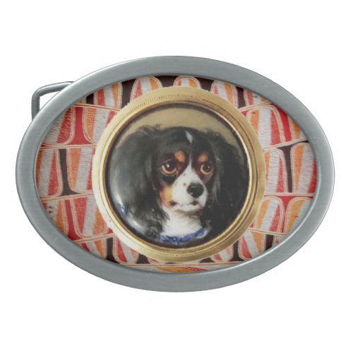 MINIATURE DOG PORTRAITS Tricolor Spaniel Oval Belt Buckle