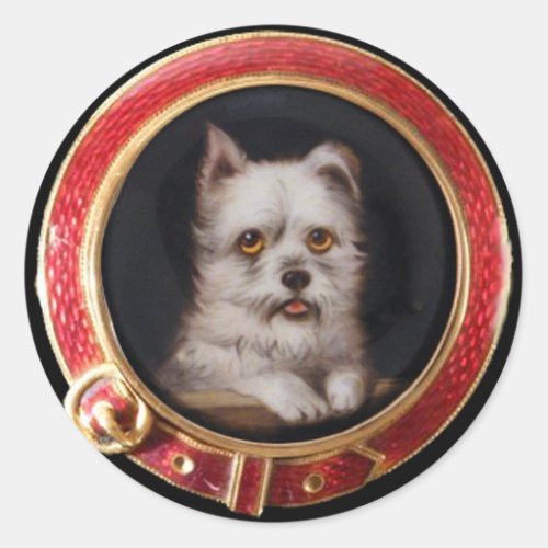 MINIATURE DOG PORTRAITS WEST HIGHLAND TERRIER CLASSIC ROUND STICKER