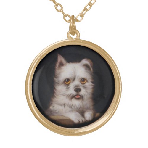 MINIATURE DOG PORTRAITS West Highland Terrier Gold Plated Necklace