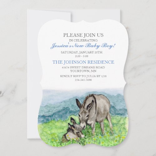 Miniature Donkey Baby Shower Invitation