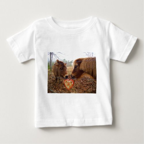 Miniature Donkey  Horse Valentine Heart Baby T_Shirt