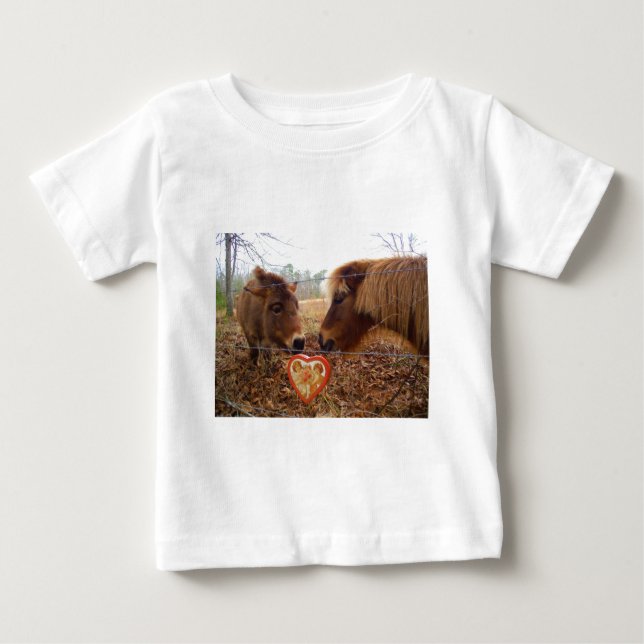 Miniature Donkey & Horse Valentine Heart Baby T-Shirt (Front)