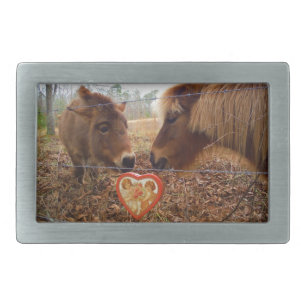 Miniature Donkey & Horse Valentine Heart Belt Buckle