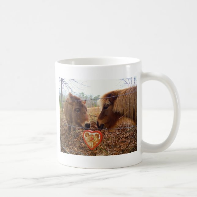 Miniature Donkey & Horse Valentine Heart Coffee Mug (Right)